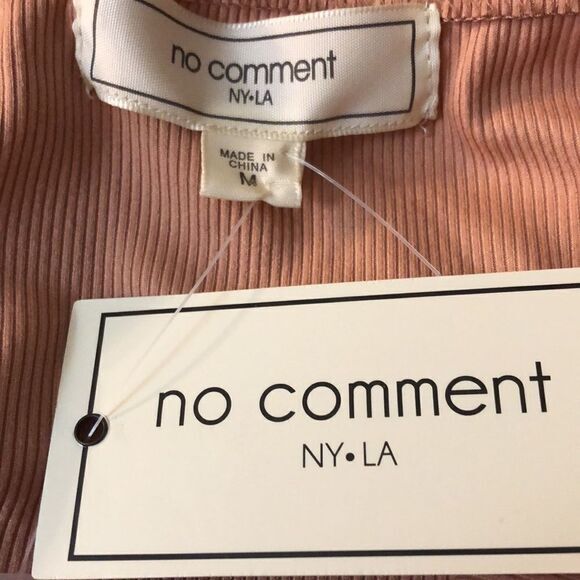 NO COMMENT top Size M puff sleeve accented bust lightly ribbed‎ mauve NWT - Picture 5 of 6